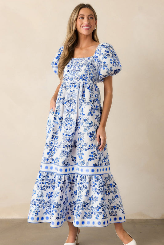 Jasmine Floral Smock Maxi Dress